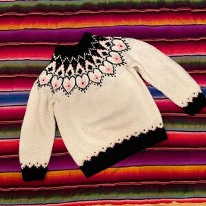 Vintage hand knit fair isle Icelandic Nordic lopi pullover sweater